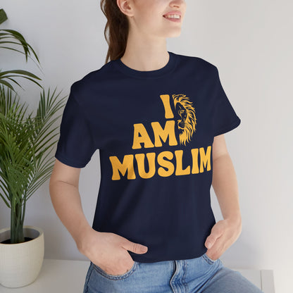 I Am Muslim Typographic Tee T-Shirt - Lion Cozy Soft Cotton Unisex Tee