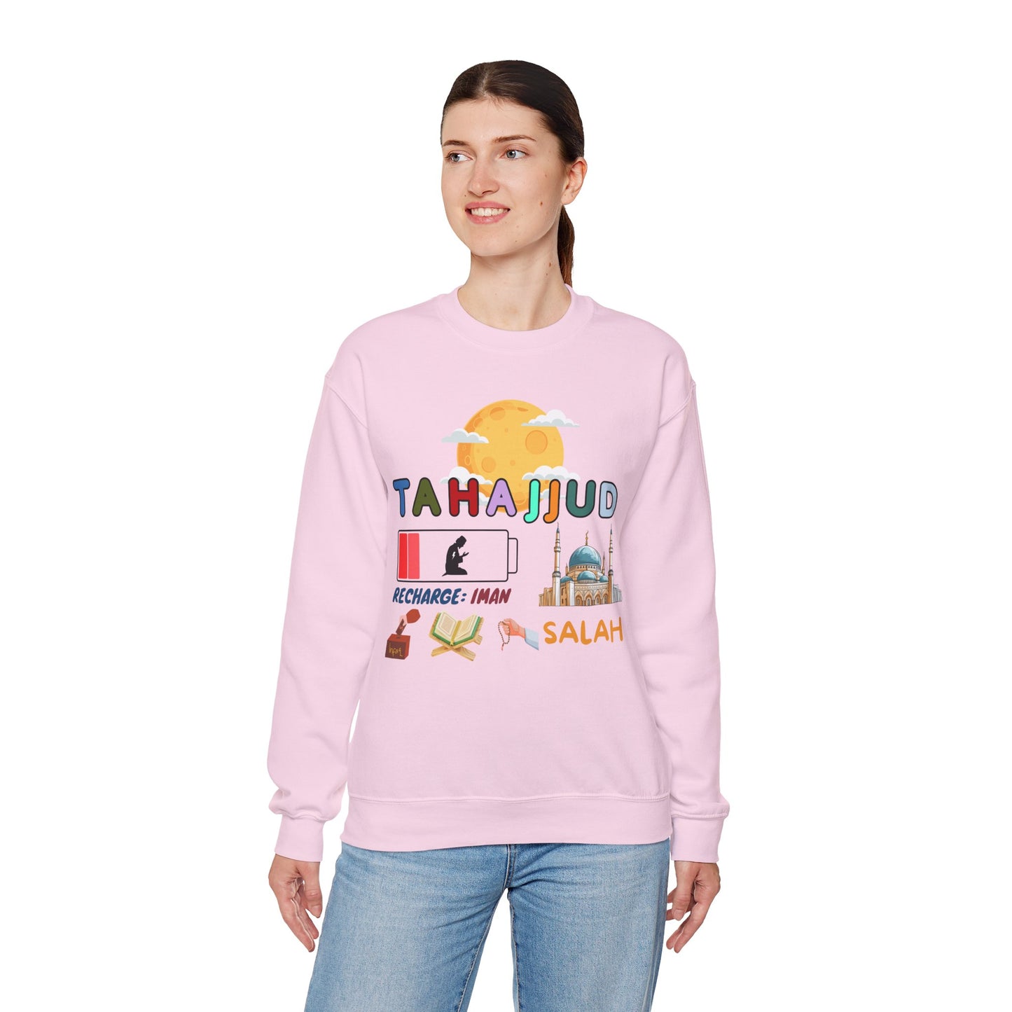 Tahajjud Recharge Iman Graphic Sweatshirt - Tahajjud Recharge Iman Typography Islamic Unisex Sweatshirt