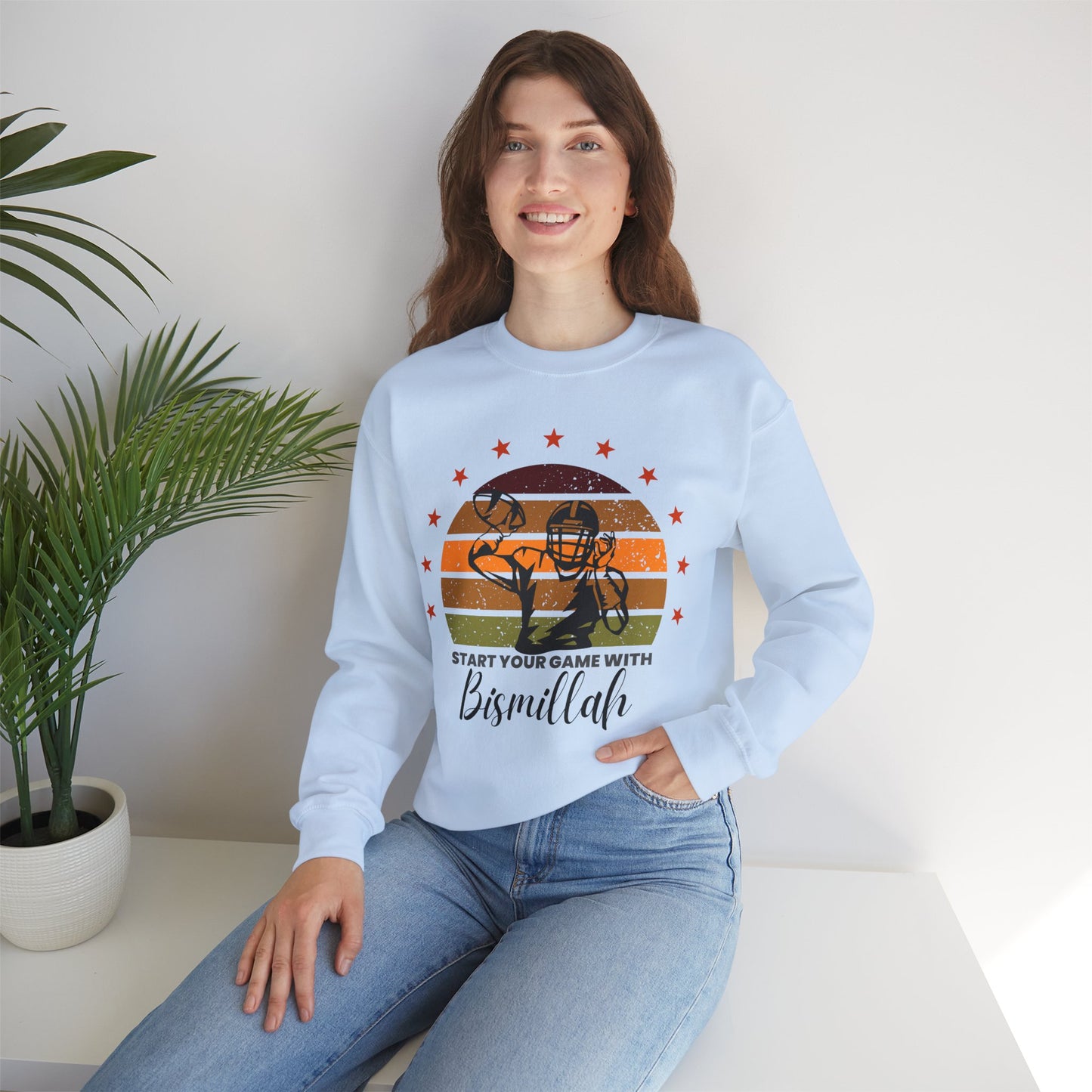Start Your Game With Bismillah Graphic Sweatshirt - Soft Cotton Game Motivation Bismillah Typography Unisex Sweatshirt