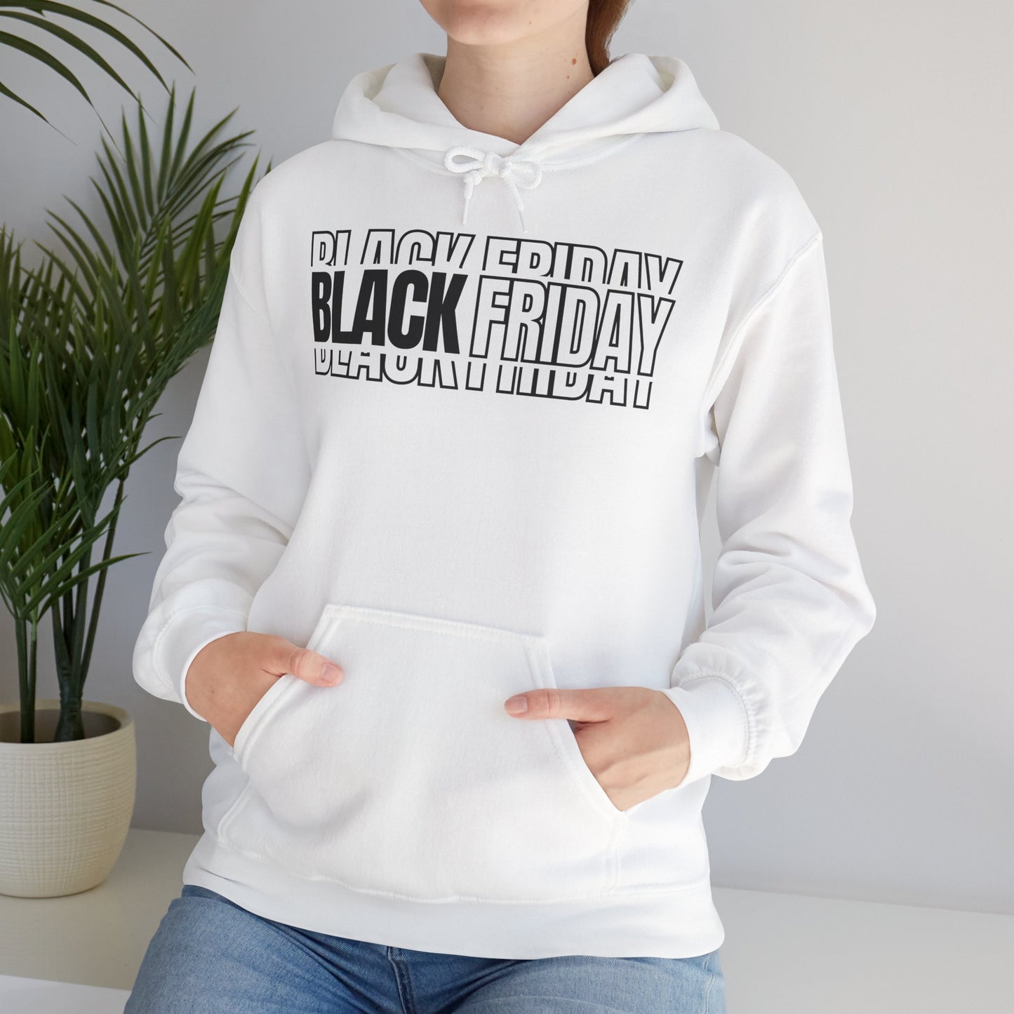 Black Friday Shadow Typography Hoodie - 3D Graphic Fleece