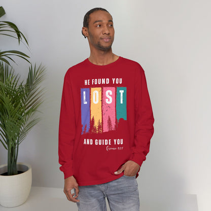 He Found You lost And Guide You Graphic Long-Sleeve Tee T-Shirt - He Found You lost And Guide You Typography Islamic Unisex Long-Sleeve Tee