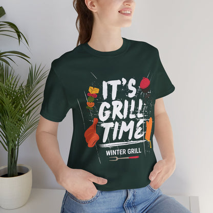 Winter Grill Typography Tee T-Shirt - Cozy Soft Cotton Unisex BBQ Graphic Tee