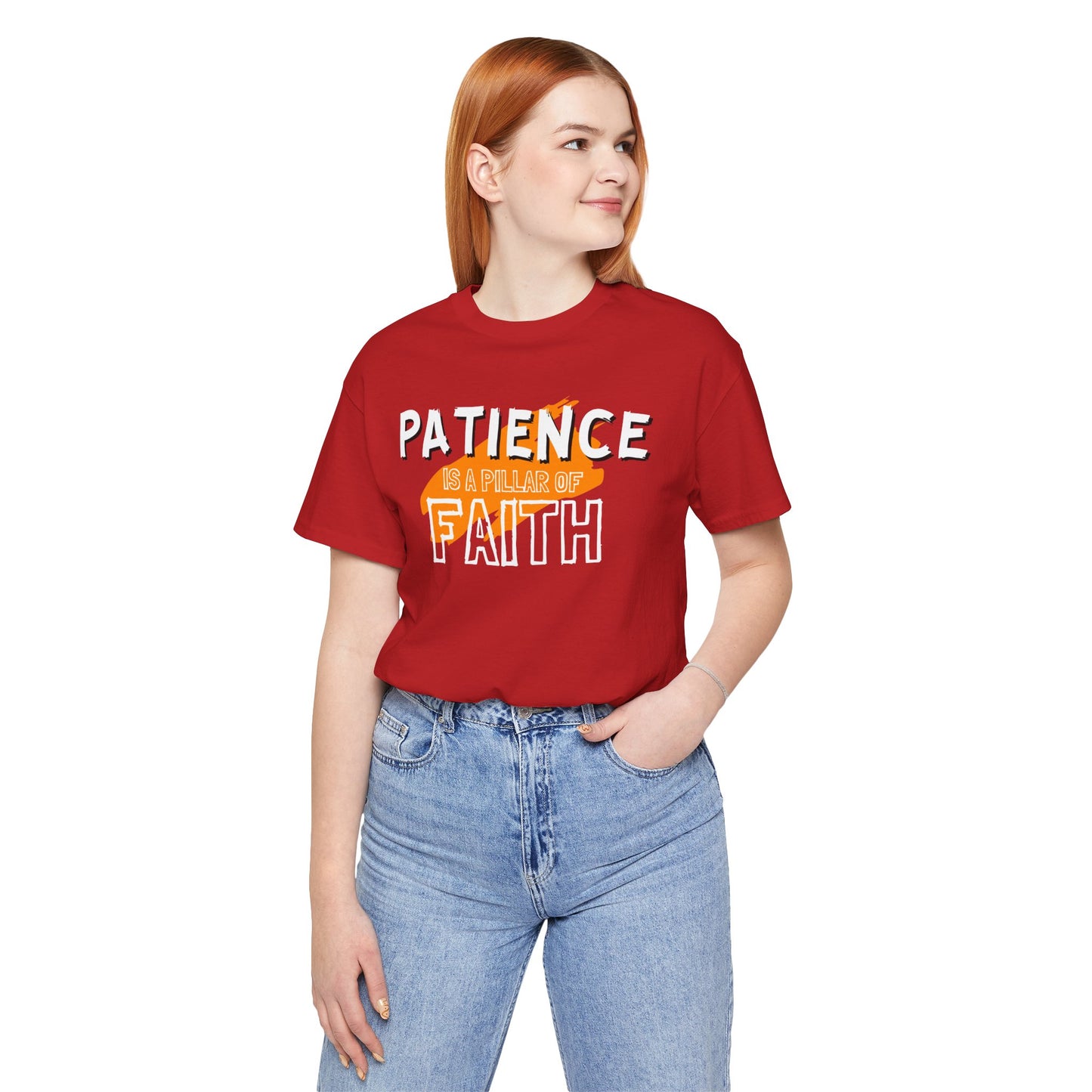 Patience is a Pillar of Faith Typographic Tee T-Shirt - Cozy Soft Cotton Unisex Statement Tee