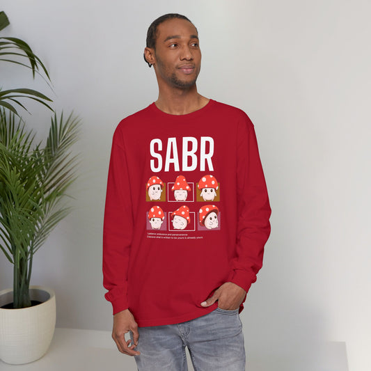 Sabr Typographic Long Sleeve Tee T-Shirt - Cute Mushroom Cozy Soft Cotton Unisex Statement Long Sleeve Tee