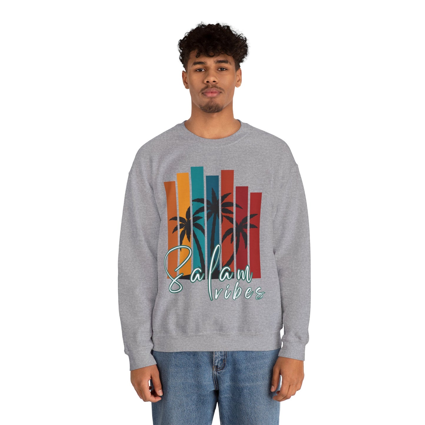 Salam Vibes Palm Tree Graphic Sweatshirt - Cozy Soft Cotton Graphic Unisex Sweatshirt