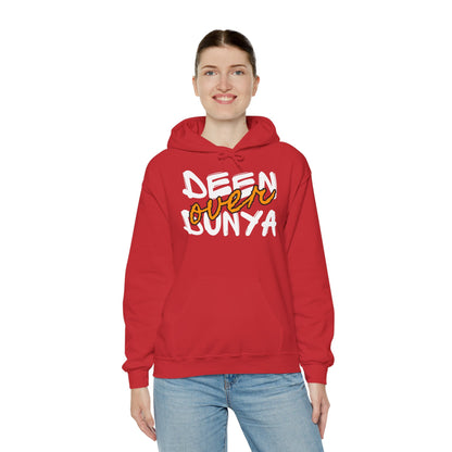 Deen Over Dunya Typographic Hoodie - Cozy Soft Cotton Unisex Statement Hoodie