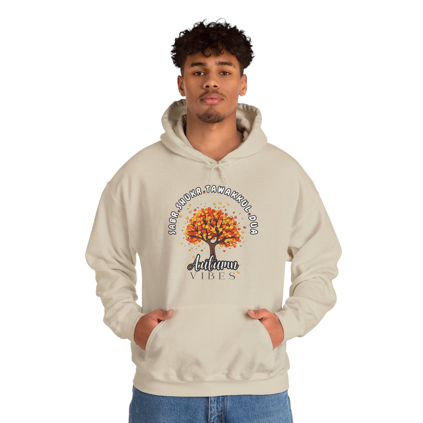 Sabr Shukr Tawakkul Dua Autumn Vibes Graphic Hoodie - Cozy Autumn Soft Cotton Graphic Unisex Hoodie
