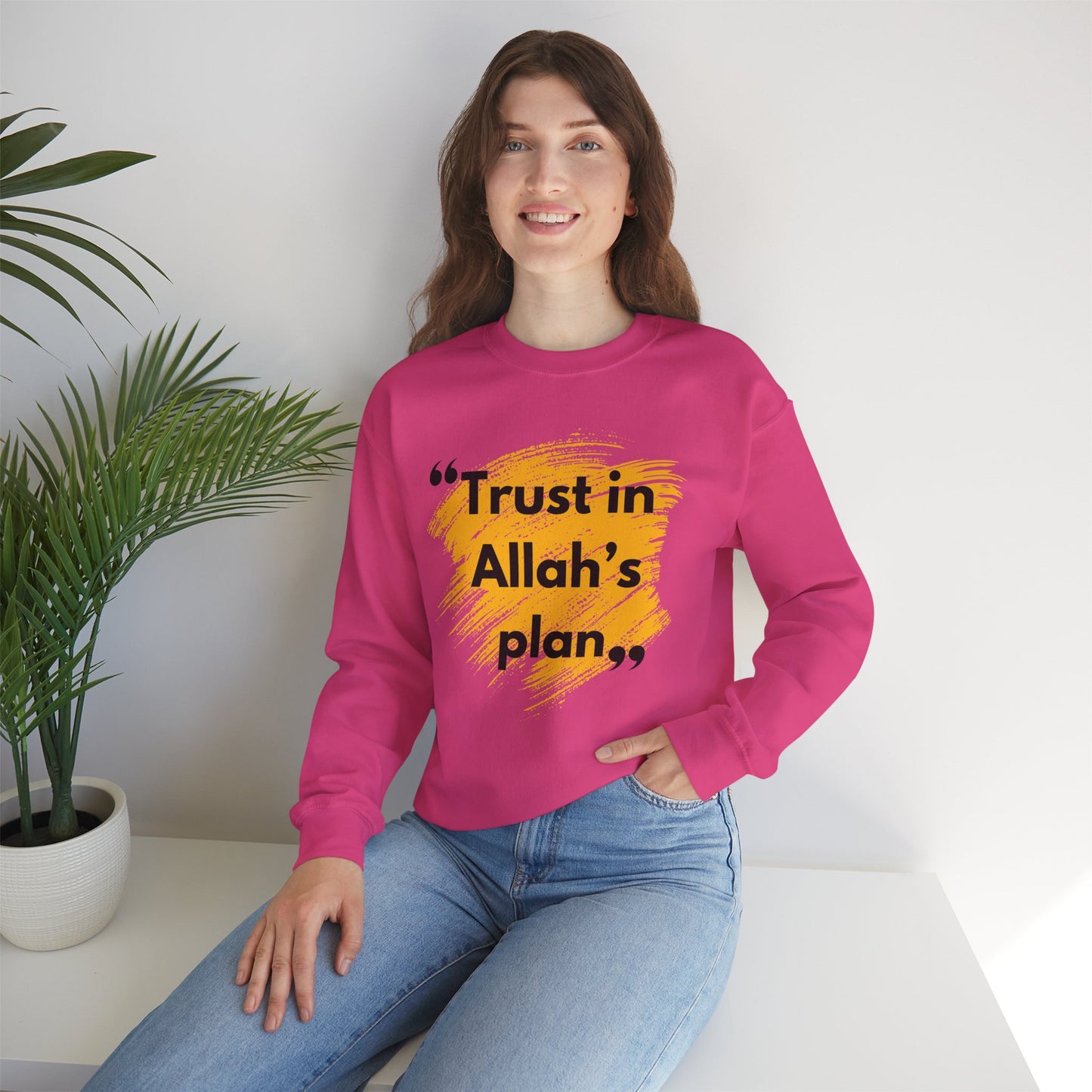 Trust in Allah's Plan Typographic Sweatshirt - Note Cozy Soft Cotton Unisex Sweatshirt