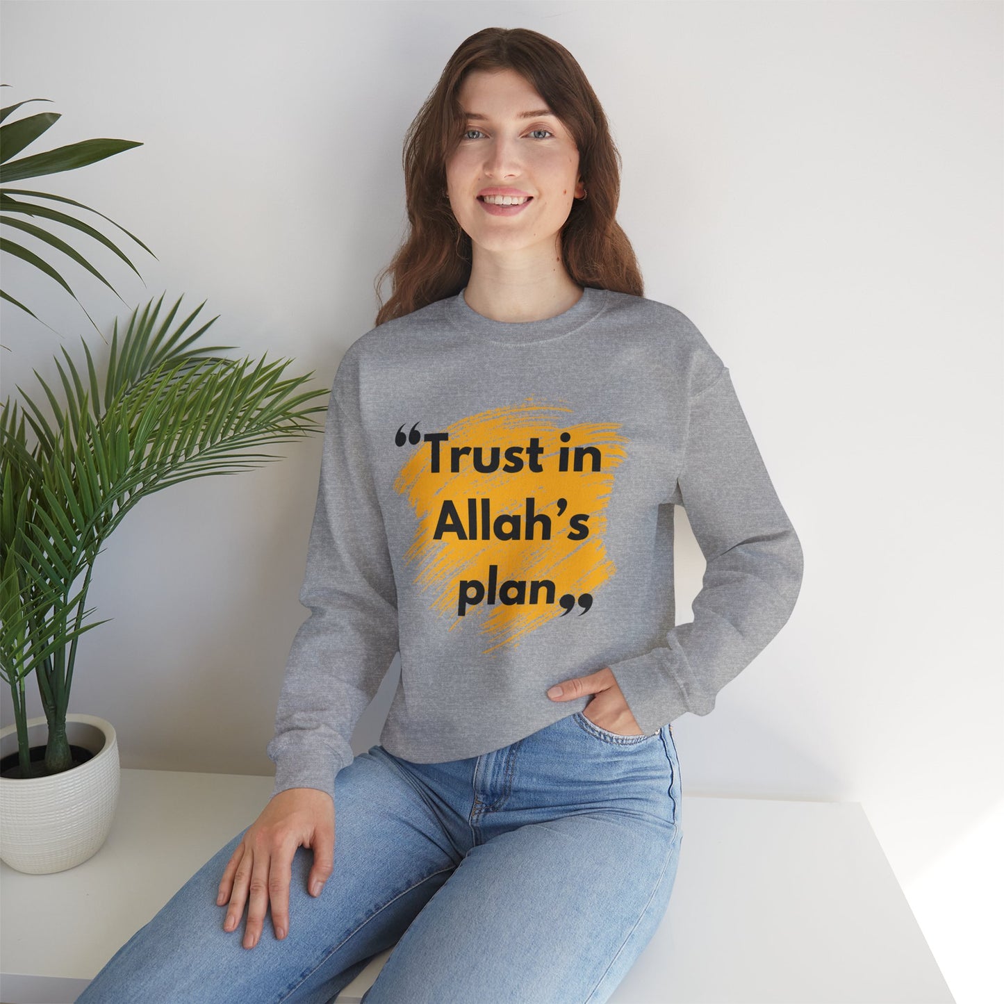 Trust in Allah's Plan Typographic Sweatshirt - Note Cozy Soft Cotton Unisex Sweatshirt