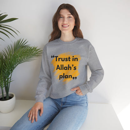 Trust in Allah's Plan Typographic Sweatshirt - Note Cozy Soft Cotton Unisex Sweatshirt