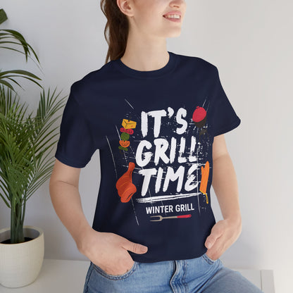 Winter Grill Typography Tee T-Shirt - Cozy Soft Cotton Unisex BBQ Graphic Tee