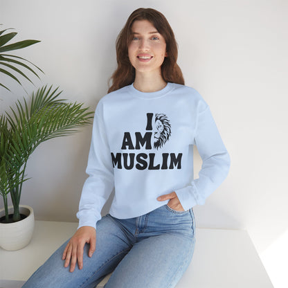 I Am Muslim Typographic Sweatshirt - Lion Cozy Soft Cotton Unisex Sweatshirt
