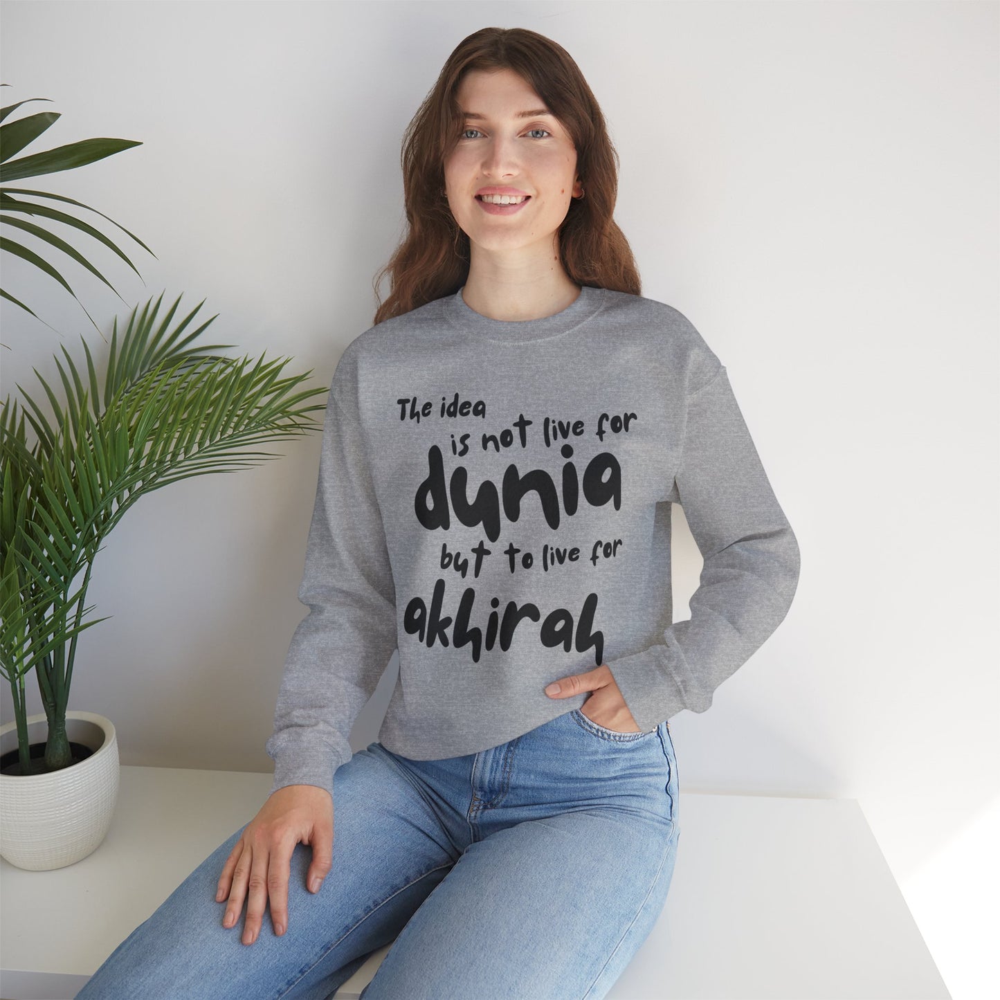 Live for Akhirah Typographic Sweatshirt - Cozy Soft Cotton Unisex Statement Sweatshirt