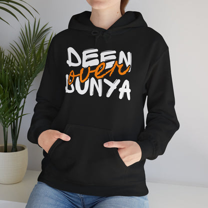 Deen Over Dunya Typographic Hoodie - Cozy Soft Cotton Unisex Statement Hoodie