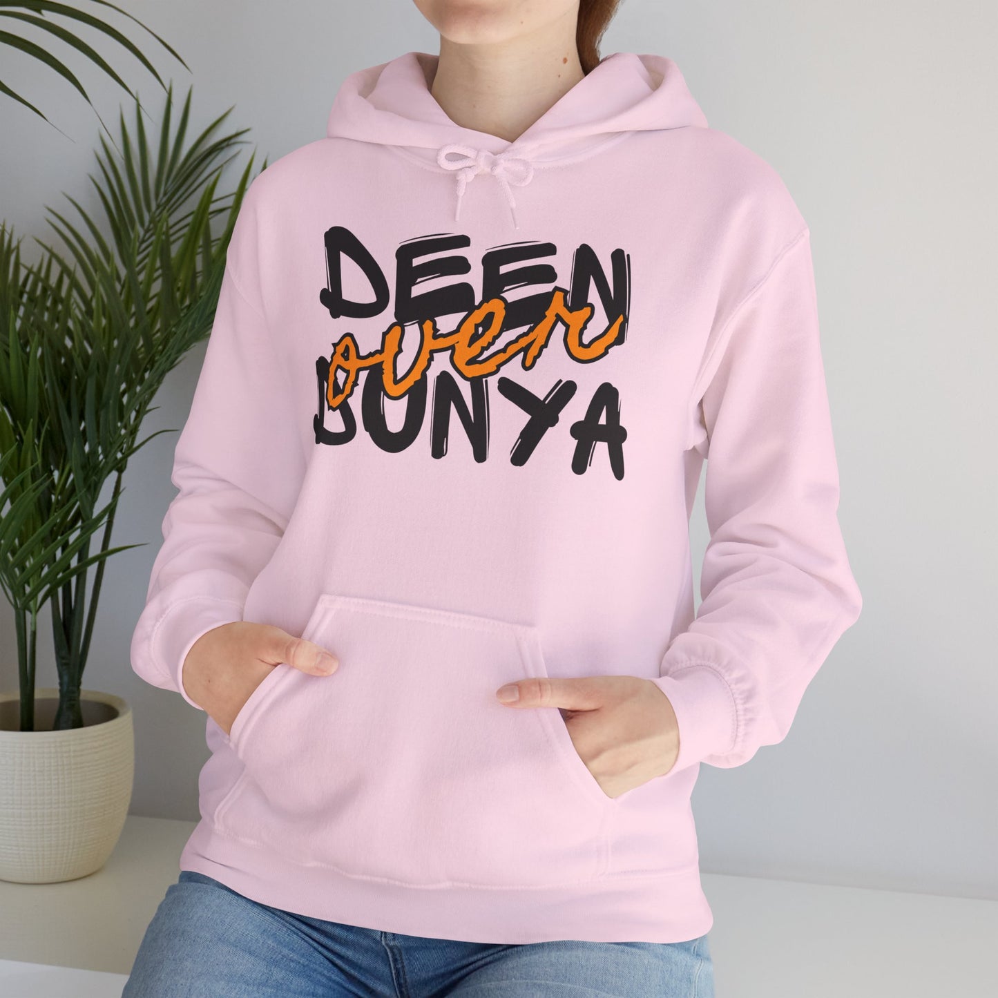 Deen Over Dunya Typographic Hoodie - Cozy Soft Cotton Unisex Statement Hoodie