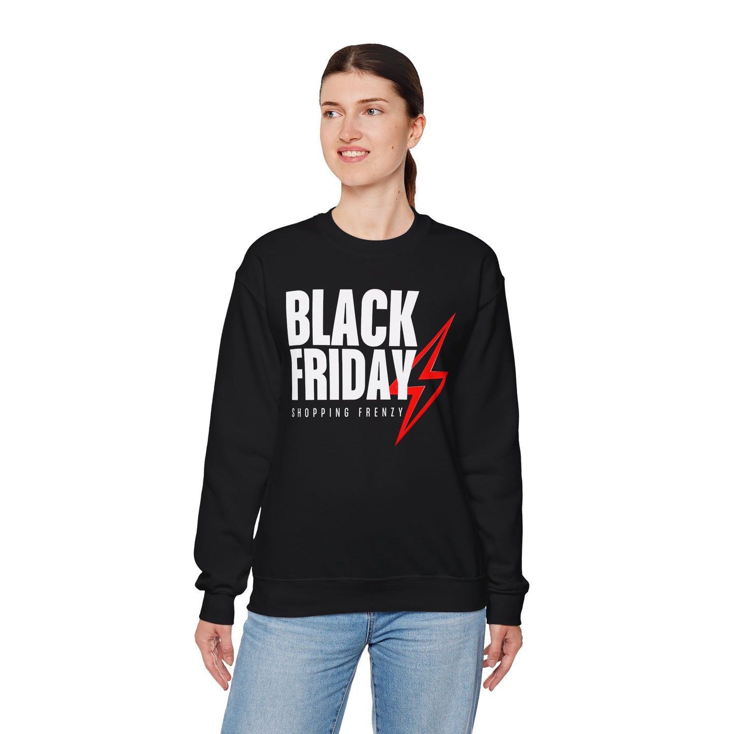 Black Friday Shopping Frenzy Sweatshirt - Lightning Graphic Crewneck