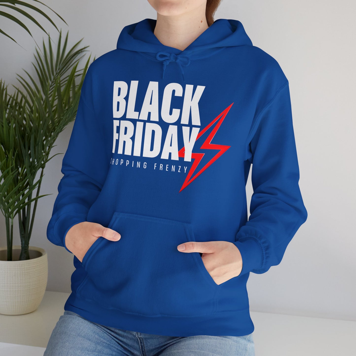 Black Friday Shopping Frenzy Hoodie - Lightning Graphic Fleece