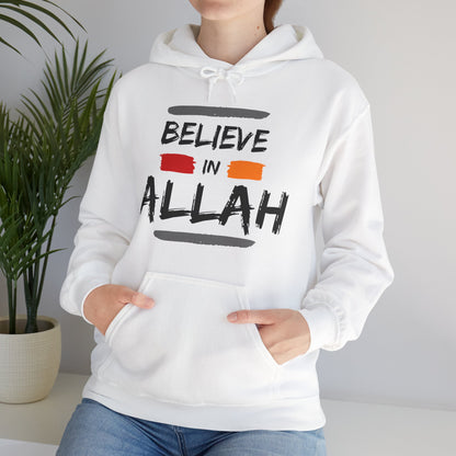 Believe in Allah Typographic Hoodie - Cozy Soft Cotton Unisex Statement Hoodie