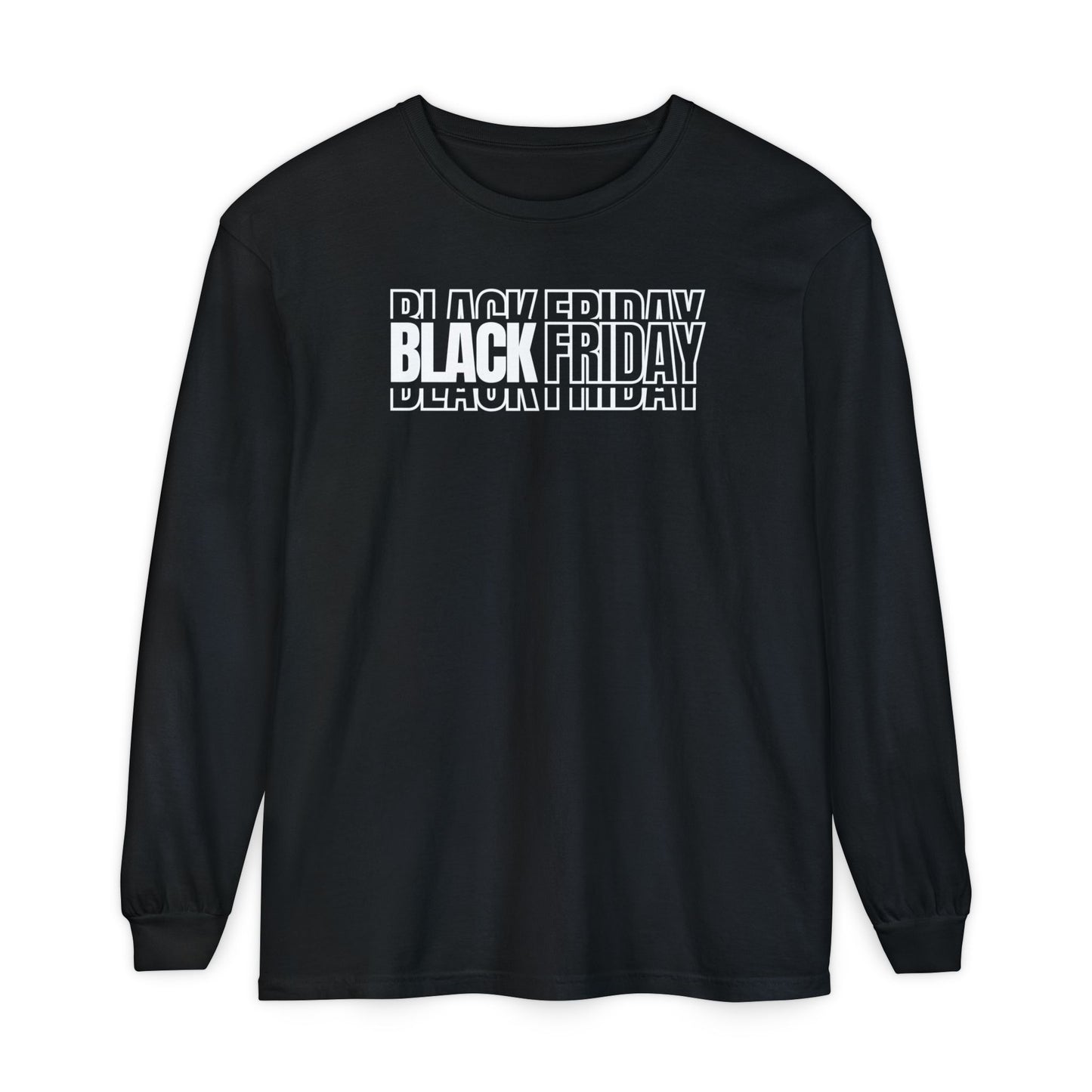 Black Friday Shadow Typography Long Sleeve - 3D Graphic Tee