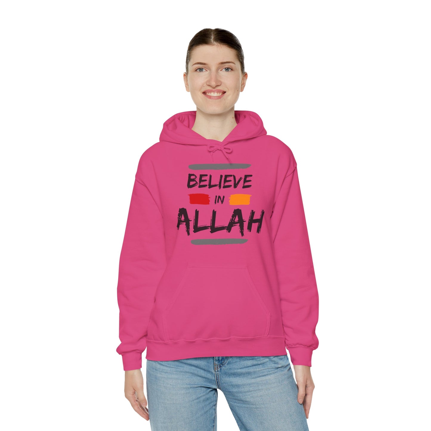 Believe in Allah Typographic Hoodie - Cozy Soft Cotton Unisex Statement Hoodie