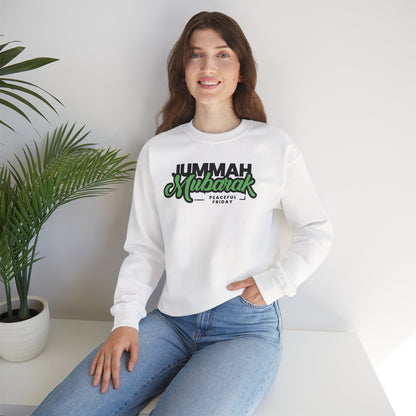 Jummah Mubarak Graphic Sweatshirt - Peaceful Friday Typography Islamic Unisex Sweatshirt