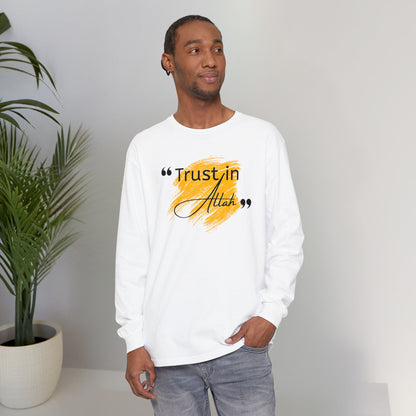 Trust in Allah Graphic Tee Long-Sleeve T-Shirt - Trust in Allah Typography Islamic Unisex Long-Sleeve Tee