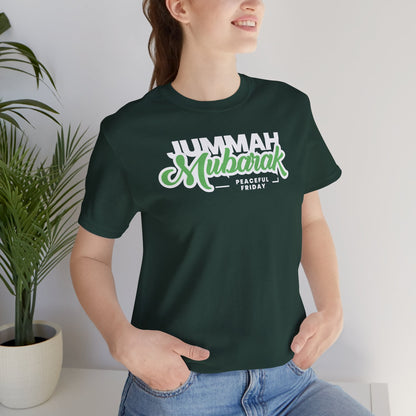 Jummah Mubarak Graphic Tee T-Shirt - Peaceful Friday Typography Islamic Unisex Tee