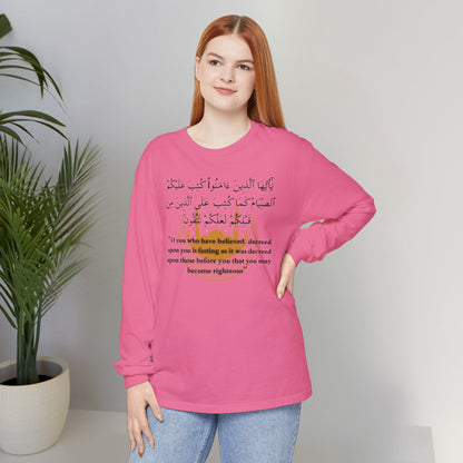 Islamic Ramadan Fasting Long Sleeve T-Shirt - Arabic Calligraphy Islamic Unisex Long Sleeve Tee