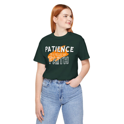 Patience is a Pillar of Faith Typographic Tee T-Shirt - Cozy Soft Cotton Unisex Statement Tee