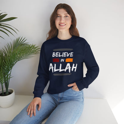 Believe in Allah Typographic Sweatshirt - Cozy Soft Cotton Unisex Statement Sweatshirt