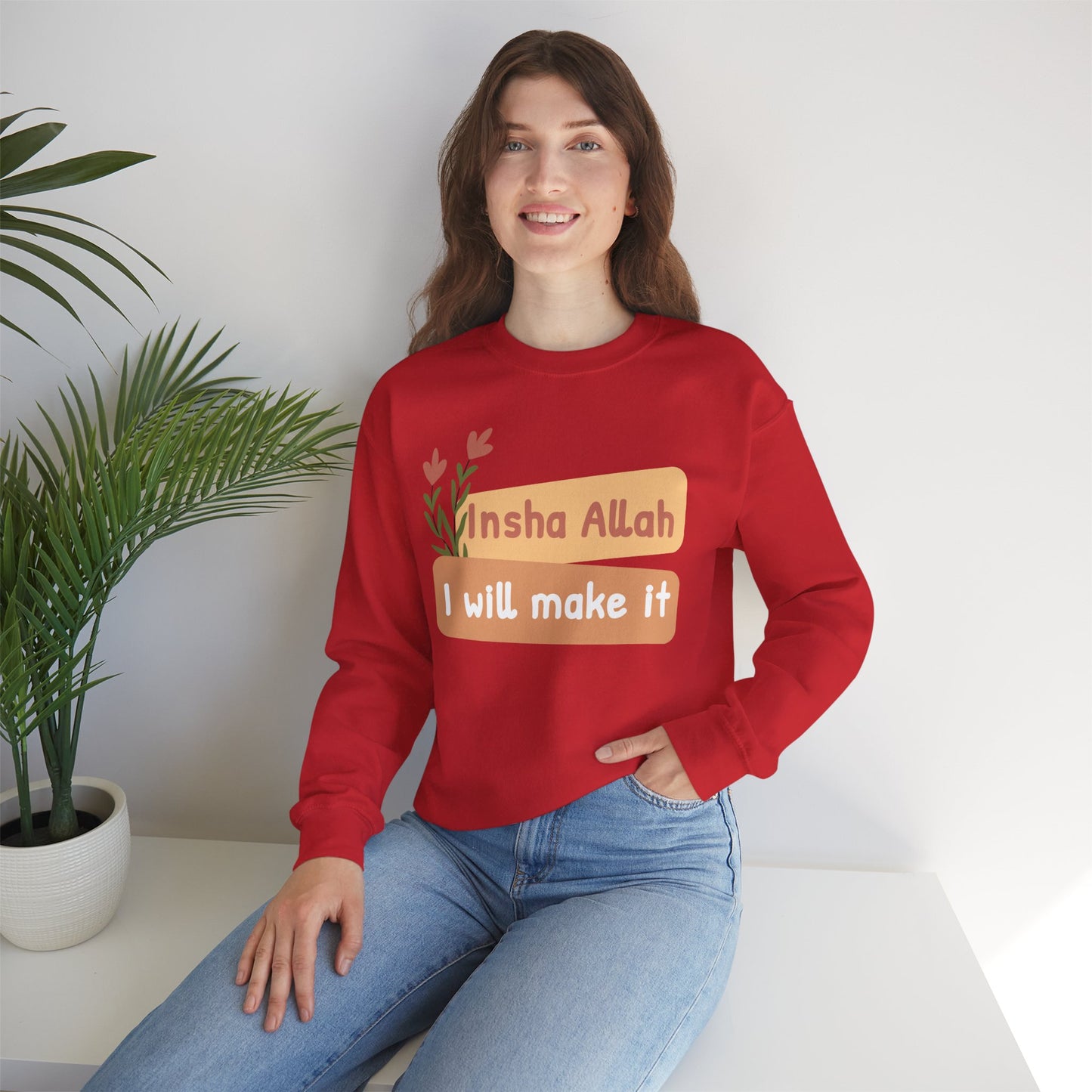 Inshallah I Will Make It Typographic Sweatshirt - Cozy Soft Cotton Unisex Sweatshirt
