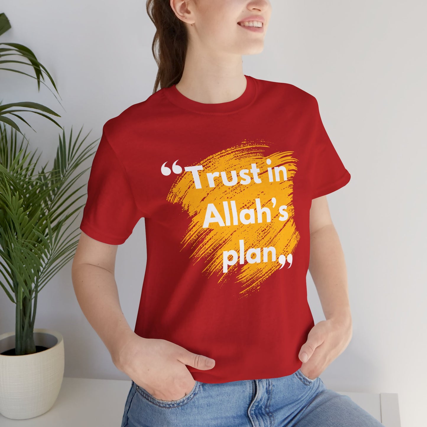 Trust in Allah's Plan Typographic Tee T-Shirt - Note Cozy Soft Cotton Unisex Tee