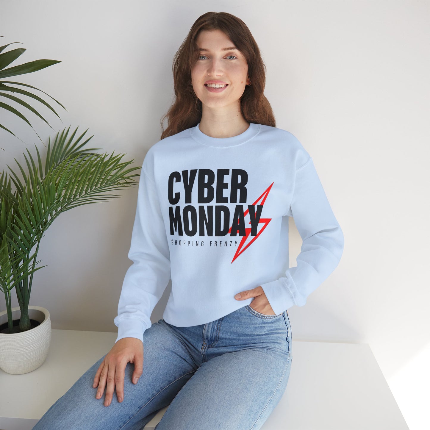 Cyber Monday Shopping Frenzy Sweatshirt - Lightning Graphic Crewneck