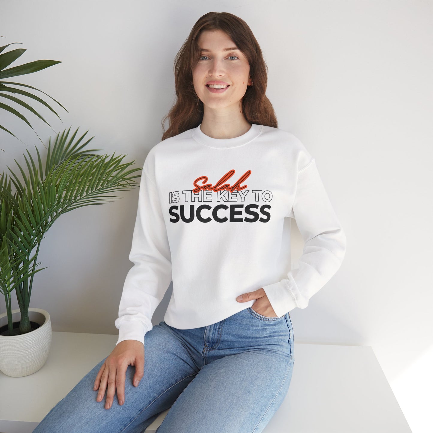Salah is the Key to Success Typographic Sweatshirt - Cozy Soft Cotton Unisex Statement Sweatshirt