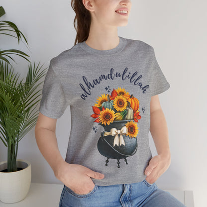 Alhamdulillah Classic Pot Floral Gratitude Graphic Tee T-Shirt - Alhamdulillah Typography Islamic Unisex Tee