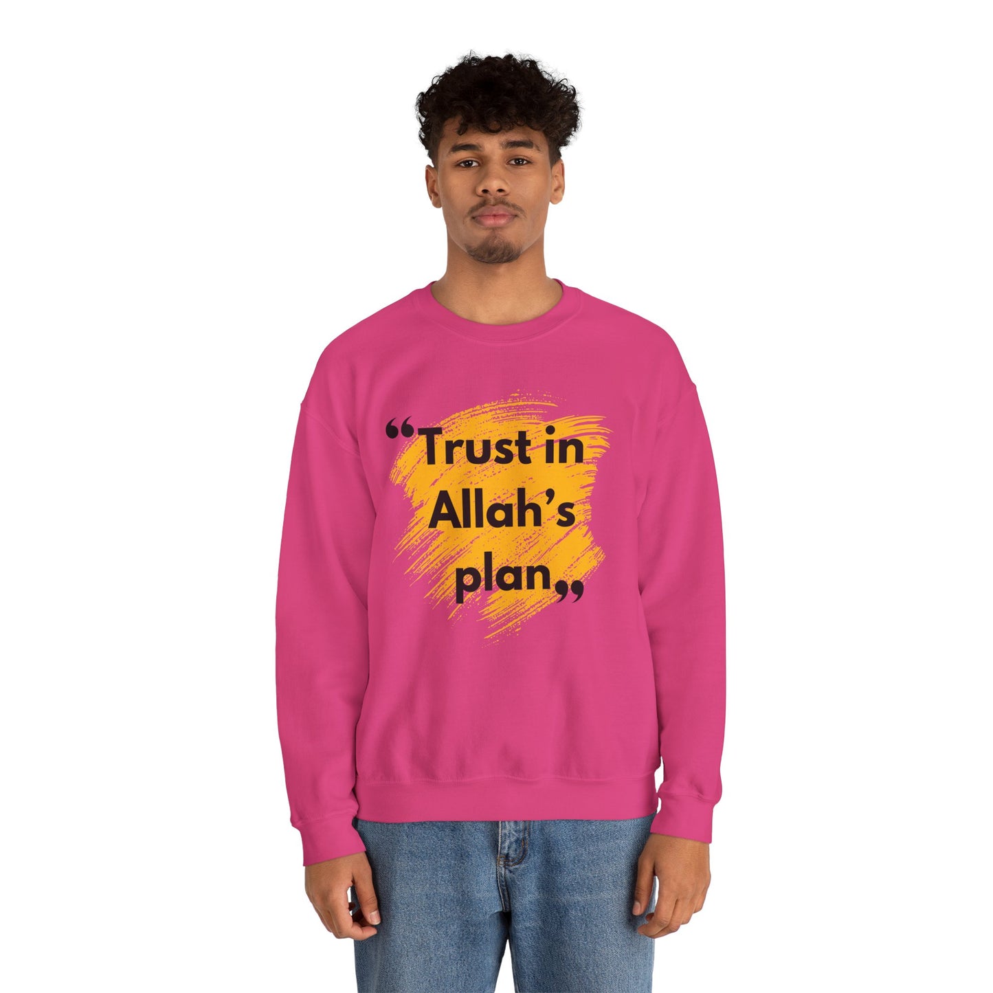 Trust in Allah's Plan Typographic Sweatshirt - Note Cozy Soft Cotton Unisex Sweatshirt