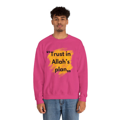 Trust in Allah's Plan Typographic Sweatshirt - Note Cozy Soft Cotton Unisex Sweatshirt