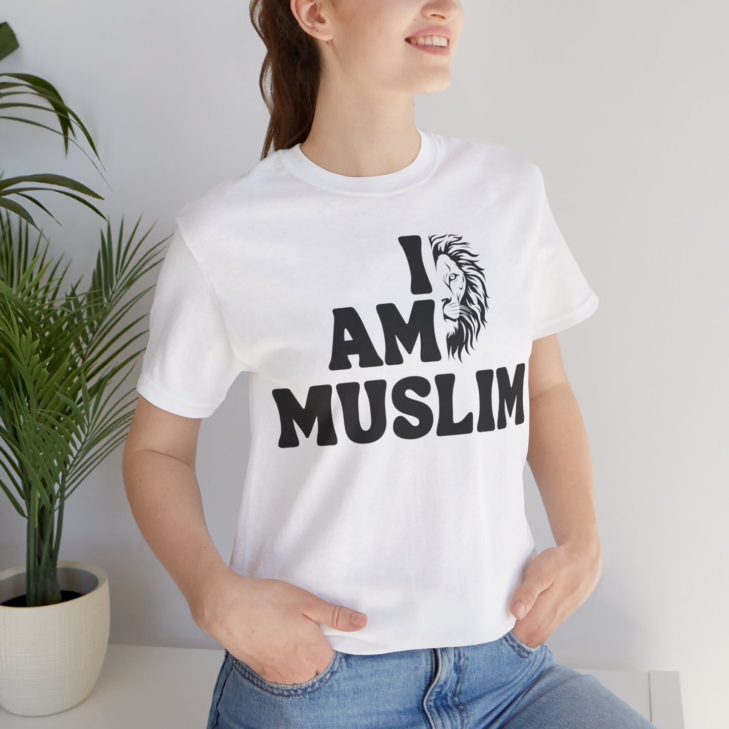 I Am Muslim Typographic Tee T-Shirt - Lion Cozy Soft Cotton Unisex Tee