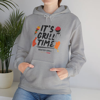 Winter Grill Typography Hoodie - Cozy Soft Cotton Unisex BBQ Graphic Hoodie