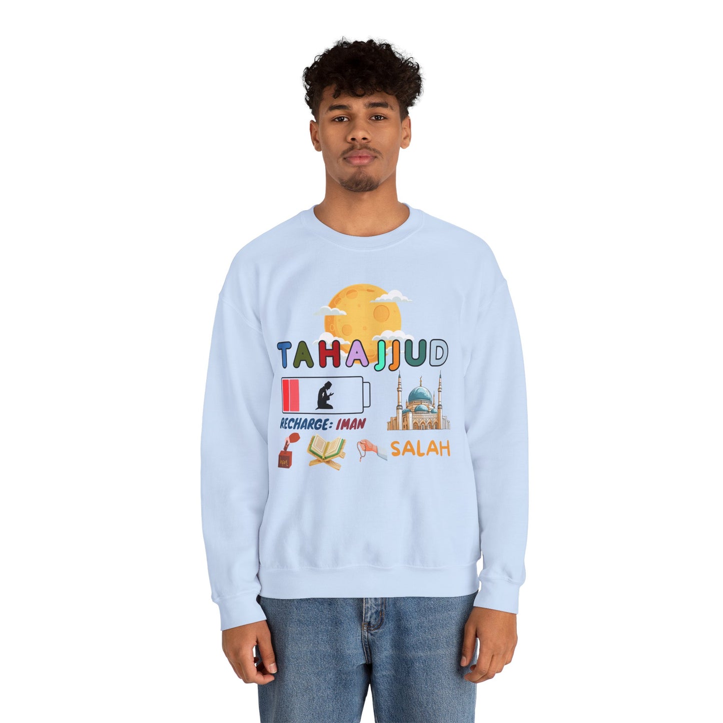 Tahajjud Recharge Iman Graphic Sweatshirt - Tahajjud Recharge Iman Typography Islamic Unisex Sweatshirt