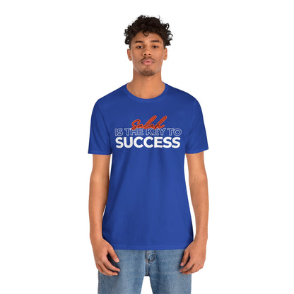 Salah is the Key to Success Typographic Tee T-Shirt - Cozy Soft Cotton Unisex Statement Tee