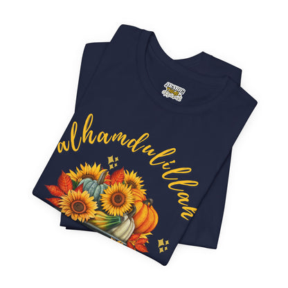 Alhamdulillah Classic Pot Floral Gratitude Graphic Tee T-Shirt - Alhamdulillah Typography Islamic Unisex Tee