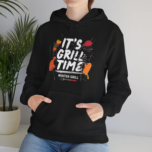 Winter Grill Typography Hoodie - Cozy Soft Cotton Unisex BBQ Graphic Hoodie