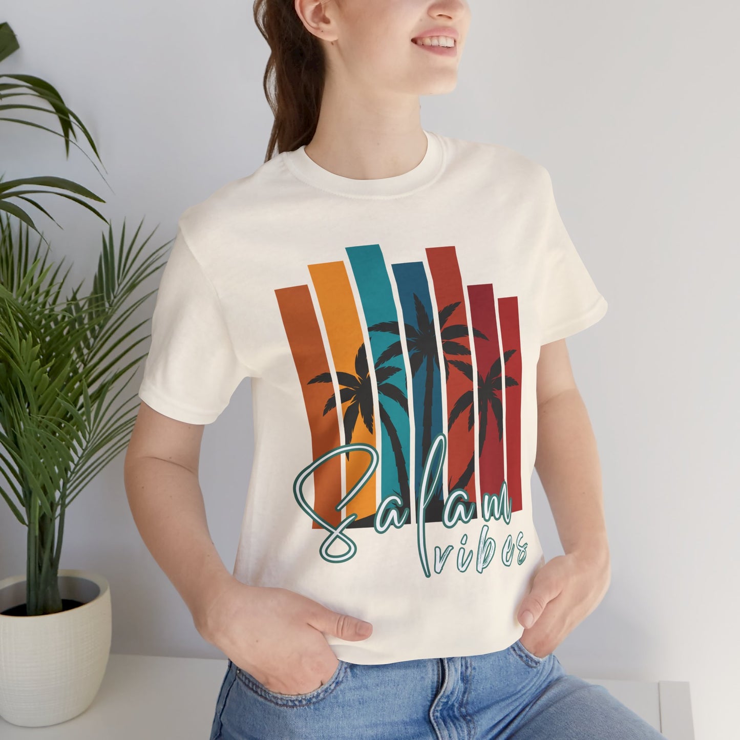 Salam Vibes Palm Tree Graphic Tee T-Shirt - Cozy Soft Cotton Graphic Unisex Tee