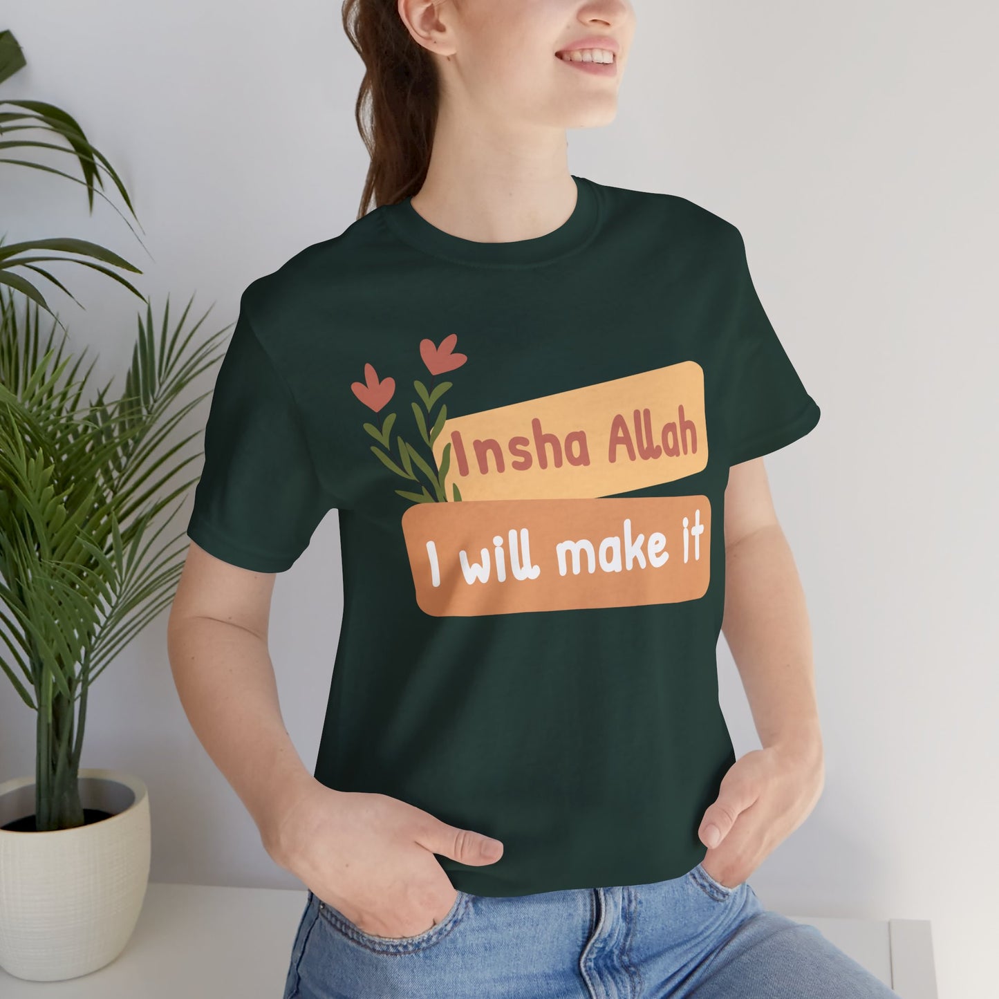 Inshallah I Will Make Typographic Tee T-Shirt - Cozy Soft Cotton Unisex Tee