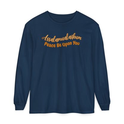 Assalamualaikum Peace Be Upon You Graphic Long-Sleeve Tee T-Shirt - Cozy Salam Typography Unisex Long-Sleeve Tee
