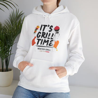 Winter Grill Typography Hoodie - Cozy Soft Cotton Unisex BBQ Graphic Hoodie