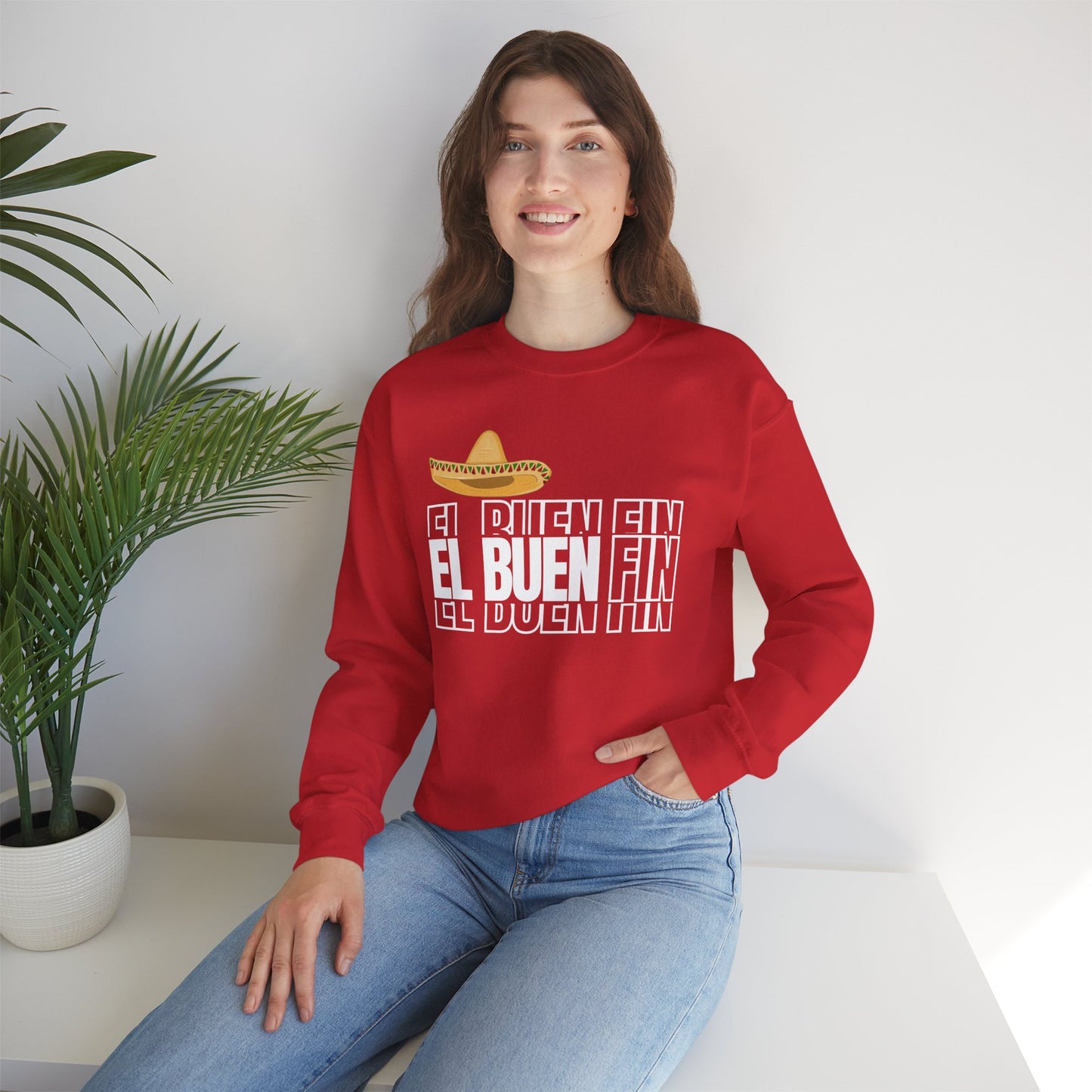 El Buen Fin Shadow Typography Sweatshirt - 3D Graphic Crewneck