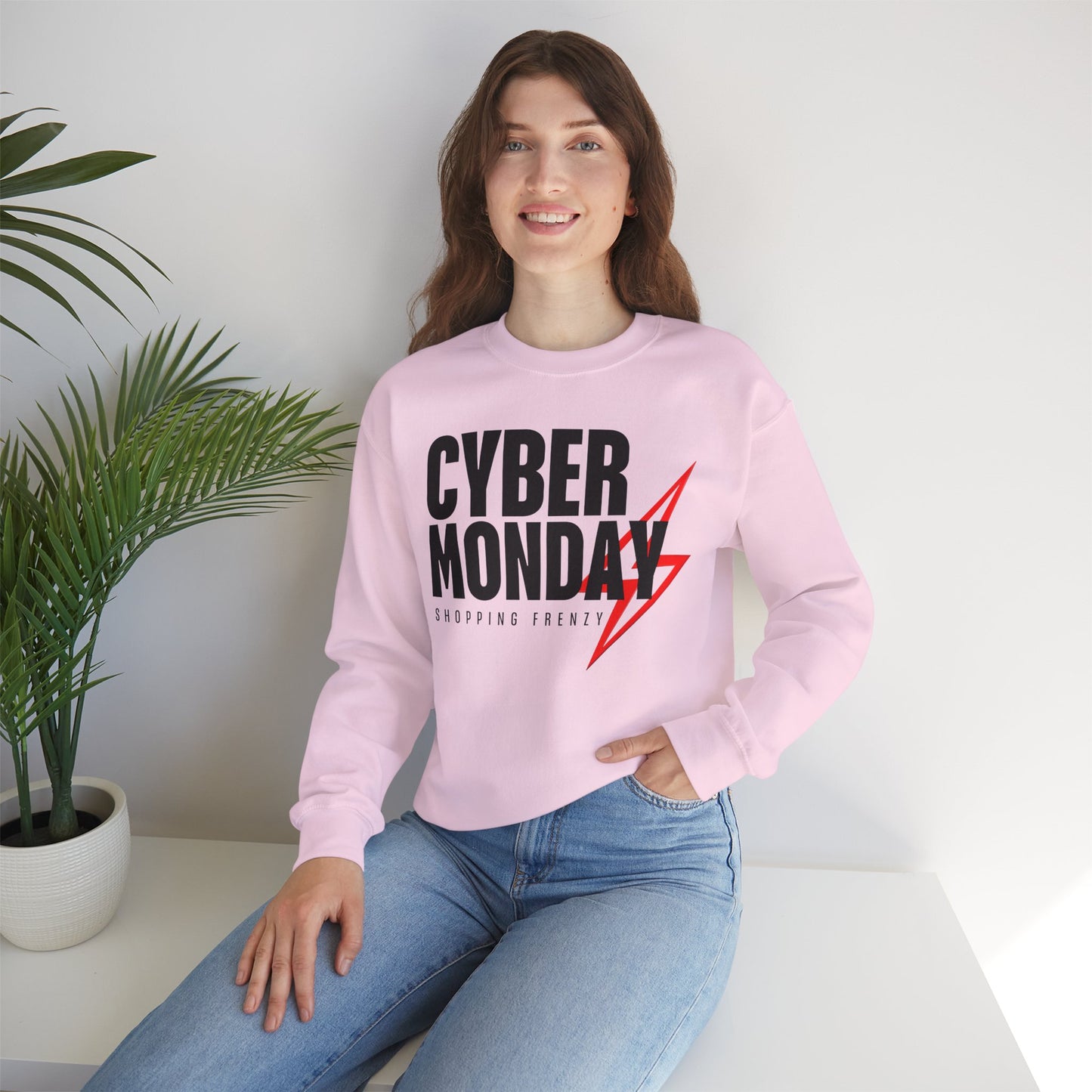 Cyber Monday Shopping Frenzy Sweatshirt - Lightning Graphic Crewneck