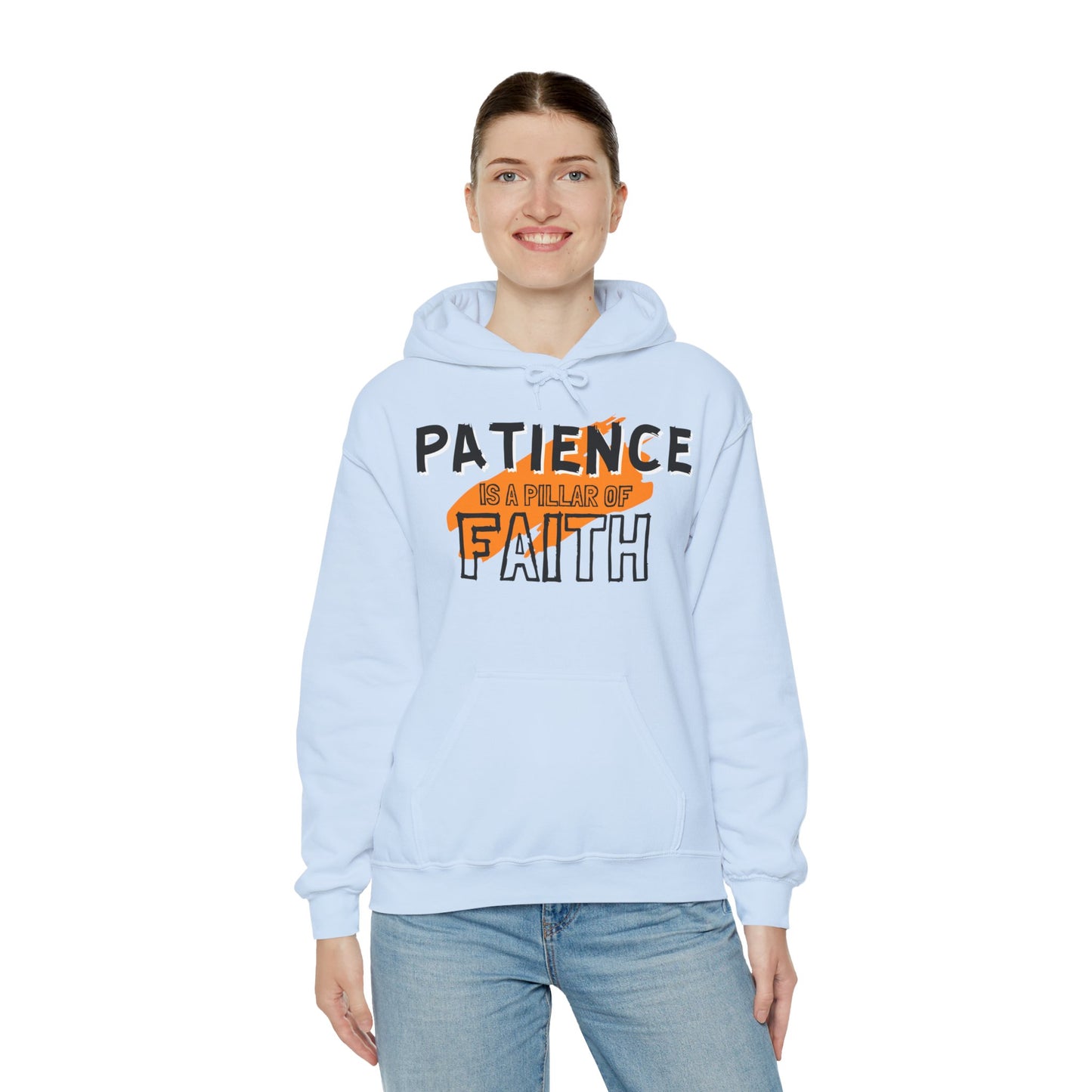 Patience is a Pillar of Faith Typographic Hoodie - Cozy Soft Cotton Unisex Statement Hoodie